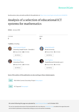 Analysis of a Selection of Educational ICT Systems for Mathematics