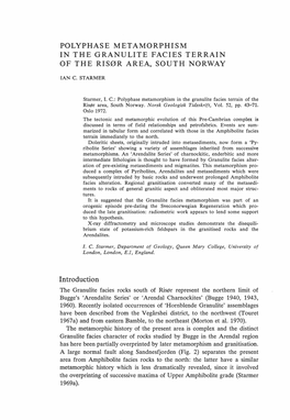 Polyphase Metamorphism in the Granulite Facies Terrain of the Risør Area, South Norway