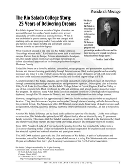 The Rio Salado College Story: 25 Years of Delivering Dreams