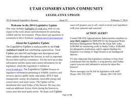 Utah Conservation Community Legislative Update
