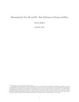 Discounting for You, Me and We: Time Preference in Groups and Pairs