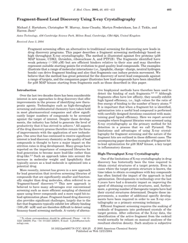 Fragment-Based Lead Discovery Using X-Ray Crystallography