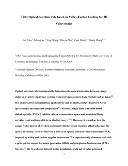 Optical Selection Rule Based on Valley-Exciton Locking for 2D Valleytronics