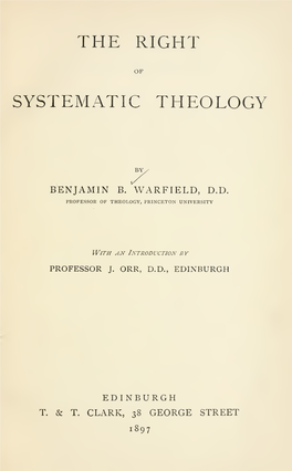 THE RIGHT of SYSTEMATIC THEOLOGY Pkintel) BV MORRISON and OIBB LIMITED