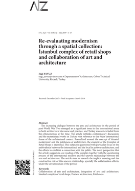 Re-Evaluating Modernism Through a Spatial Collection: İstanbul Complex of Retail Shops and Collaboration of Art and Architecture