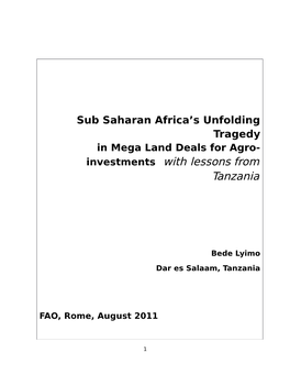 Investments with Lessons from Tanzania