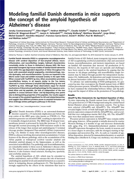 Modeling Familial Danish Dementia in Mice Supports the Concept of the Amyloid Hypothesis of Alzheimerts Disease