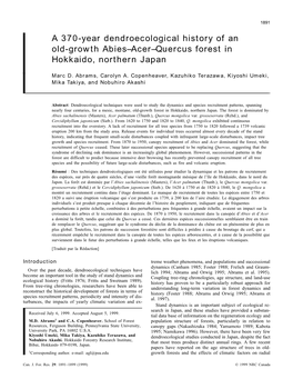 A 370-Year Dendroecological History of an Old-Growth Abies–Acer–Quercus Forest in Hokkaido, Northern Japan