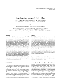 Morfología Y Anatomía Del Cefalio De Cephalocereus Senilis (Cactaceae)