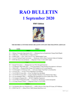 RAO BULLETIN 1 September 2020