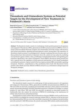 Thioredoxin and Glutaredoxin Systems As Potential Targets for the Development of New Treatments in Friedreich’S Ataxia