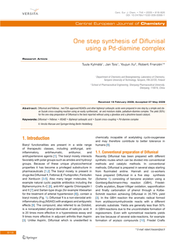 One Step Synthesis of Diflunisal Using a Pd-Diamine Complex