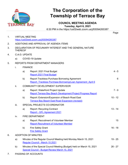 Regular Council Meeting Held Monday March 15, 2021 19 - 25 Regular Council - March 15 2021