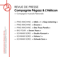 Revue De Presse Compagnie Pégazz & L'hélicon
