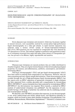 High-Performance Liquid Chromatography of Oleanane­ Type Triterpenes