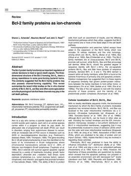 Bcl-2 Family Proteins As Ion-Channels