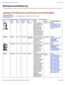 Database of Priests Accused of Sexual Abuse 8/21/11 5:50 PM