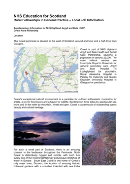 NHS Education for Scotland Rural Fellowships in General Practice – Local Job Information