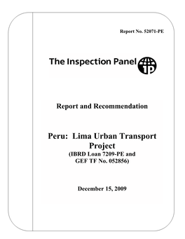 Peru: Lima Urban Transport Project (IBRD Loan 7209-PE and GEF TF No