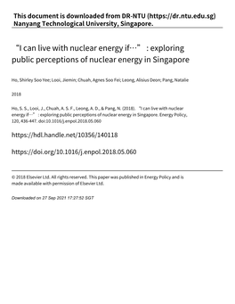 Exploring Public Perceptions of Nuclear Energy in Singapore