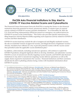 Fincen Notice, FIN-2020-NTC4, December 28, 2020