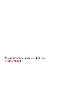 Apache Server Error Code 500 Php Mysql.Pdf