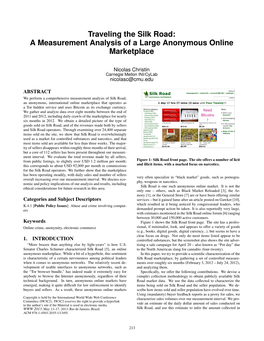 Traveling the Silk Road: a Measurement Analysis of a Large Anonymous Online Marketplace