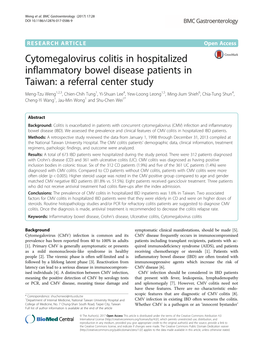 Cytomegalovirus Colitis in Hospitalized Inflammatory Bowel Disease