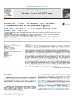 Potential Effect of Fiddler Crabs on Organic Matter Distribution: A&Nbsp