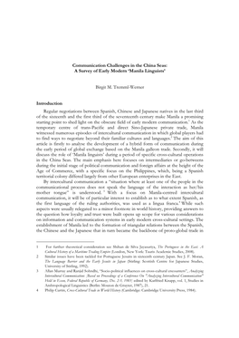 Communication Challenges in the China Seas: a Survey of Early Modern ‘Manila Linguists’