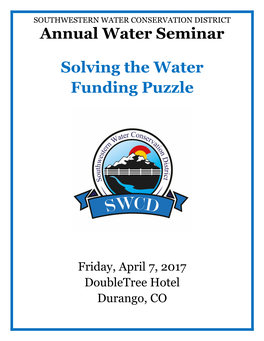 Annual Water Seminar Solving the Water Funding Puzzle