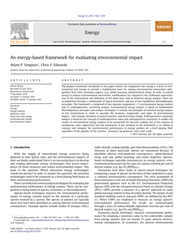 An Exergy-Based Framework for Evaluating Environmental Impact