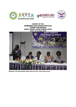 REPORT of the ZIMBABWE SADC GENDER PROTOCOL SUMMIT and AWARDS VENUE: CRESTA LODGE MASASA HOTEL DATE: 22-23 May 2018