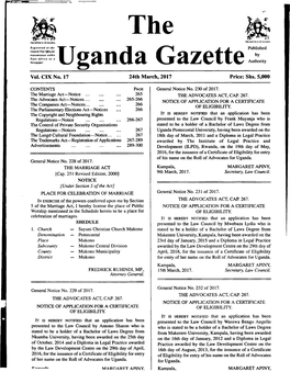 The ^ Uganda Gazettepublished