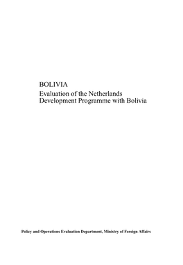 Evaluation of the Netherlands Development Programme with Bolivia