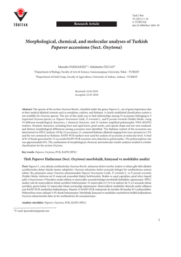 Morphological, Chemical, and Molecular Analyses of Turkish Papaver Accessions (Sect