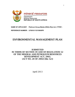 Environmental Management Plan