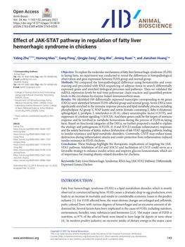 Effect of JAK-STAT Pathway in Regulation of Fatty Liver Hemorrhagic Syndrome in Chickens