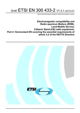 EN 300 433-2 V1.2.1 (2010-07) Harmonized European Standard (Telecommunications Series)