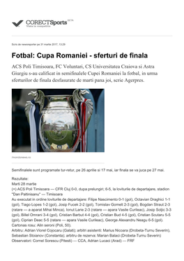 Fotbal: Cupa Romaniei