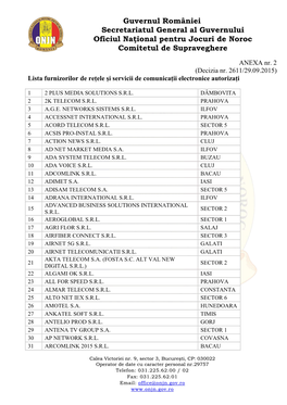 Guvernul României Secretariatul General Al Guvernului