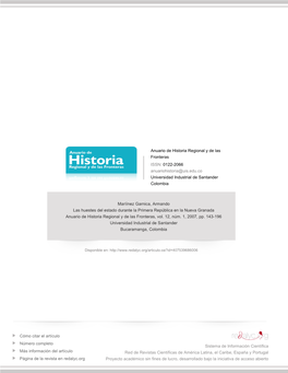 Las Huestes Del Estado Durante La Primera República En La Nueva Granada Anuario De Historia Regional Y De Las Fronteras, Vol