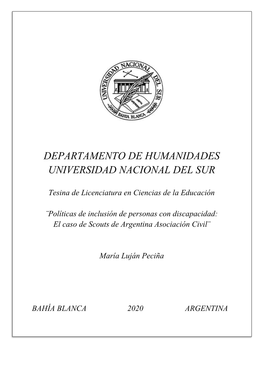 Departamento De Humanidades Universidad Nacional Del Sur