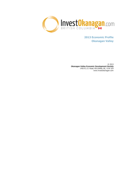 2013 Economic Profile Okanagan Valley