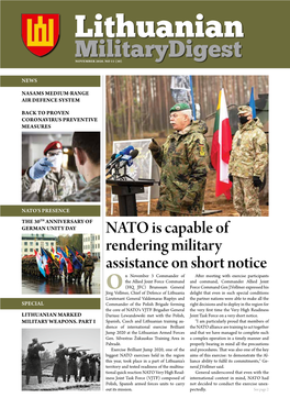 NATO Is Capable of Rendering Military Assistance on Short Notice