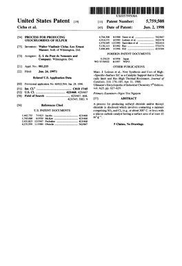 ||||||||III USOO5759508A United States Patent (19) 11 Patent Number: 5,759,508 Cicha Et Al