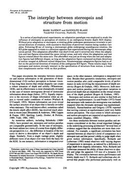 The Interplay Between Stereopsis and Structure from Motion