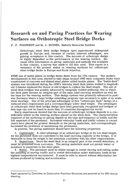 Research on and Paving Practices for Wearing Surfaces on Orthotropic Steel Bridge Decks
