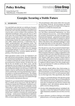 Georgia: Securing a Stable Future