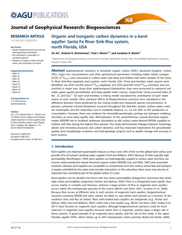 Organic and Inorganic Carbon Dynamics in a Karst Aquifer